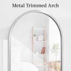 Door/Wall Mounted Arch Mirror Jewelry Armoire, w/ Metal Frame, Built-In Lock