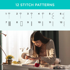 6V Portable Foot Pedal Sewing Machine w/ 12 Stitch Patterns