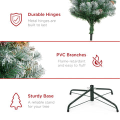 Pre-Decorated Christmas Tree w/ Pinecones, Flocked Branch Tips
