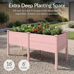 72" x 24" x 30" Raised Wooden Garden Bed w/16" Depth, Elevated Wood Planter