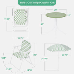 Kids Outdoor Table and Chair Set with Umbrella, Foldable Toddler Set