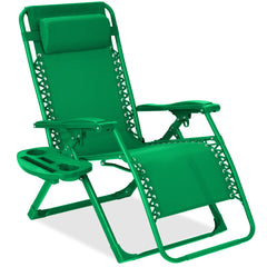 Monochromatic Zero Gravity Patio Chair Recliner w/ Side Tray, Headrest