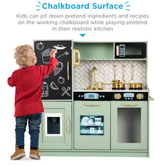 Wooden Play Kitchen for Kids with Accessories, Pretend Cooking Set, Ages 3+