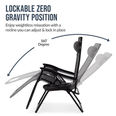 Set of 2 Extra Wide Adjustable Zero Gravity Patio Chair Recliners