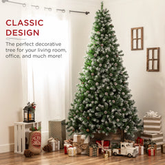 Pre-Decorated Christmas Tree w/ Pinecones, Flocked Branch Tips