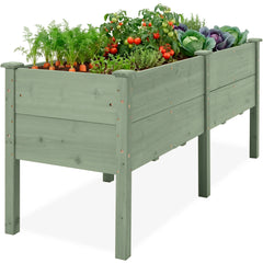 72" x 24" x 30" Raised Wooden Garden Bed w/16" Depth, Elevated Wood Planter
