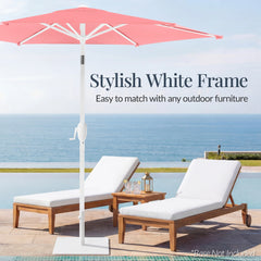 7.5ft Patio Market Umbrella with White Pole, Push Button Tilt and Crank Lift