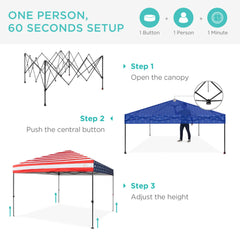 One-Person Setup Instant Pop Up Canopy w/ Case, 4 Weight Bags - 8x8ft