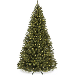 Pre-Lit Artificial Green Spruce Christmas Tree, w/Easy Assembly