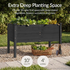 48" x 24" x 30" Raised Wooden Garden Bed w/16" Depth, Elevated Wood Planter