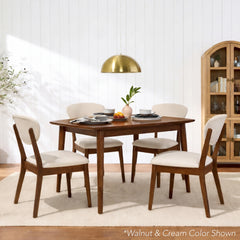 Set of 4 Wooden Dining Chairs, Wood Modern Farmhouse Upholstered Chairs