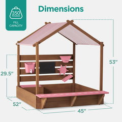 Deluxe Wooden Sandbox with Canopy & Water Table for Kids