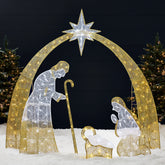 Lighted 2D Christmas Nativity Scene Outdoor Decor w/ Twinkling LED Lights