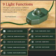 Green Pre-Lit Sparse Flocked Christmas Tree w/ 2-in-1 LEDs, Cordless Connection