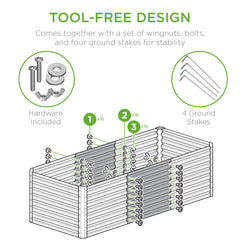 4x2x2FT Outdoor Steel Garden Bed for Vegetables, Flowers & Herbs