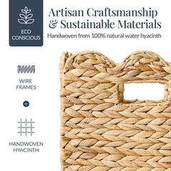 Scalloped 12x 12 Hyacinth Storage Basket Set of 5