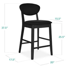 Set of 2 Modern Counter-Height Bar Stool Set W/ Upholstered Seat Cushion
