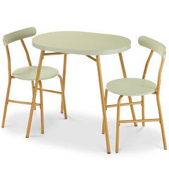 3-Piece Oval Dining Table Set, Small Kitchen Set w/ 2 Chairs