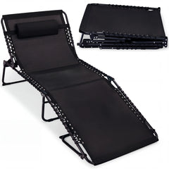 Extra Wide Patio Chaise Lounge Chair, Portable Folding Recliner