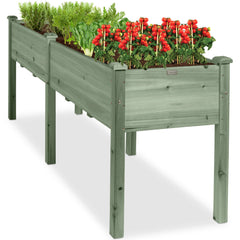 Raised Garden Bed, Elevated Wood Garden Planter Stand - 72x24x30in