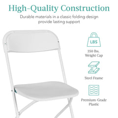 Set of 10 Folding Stacking Plastic Chairs w/ Non-Slip Feet