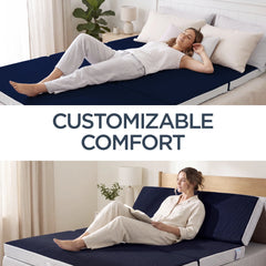 4in Portable Mattress Topper, Tri-Fold Mattress Pad - Midnight Blue