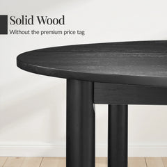 47in Round Solid Wood Dining Table, Modern Farmhouse Table For 4