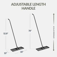 Lawn Leveling Rake, 30" x 10", Extra Long 78" handle