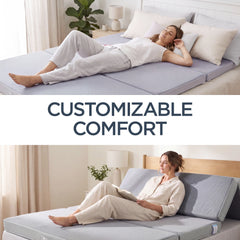 4in Portable Mattress Topper, Tri-Fold Mattress Pad - Gray