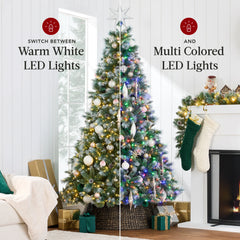 Pre-Lit Frosted Artificial Scotch Pine Christmas Tree w/ Metal Stand