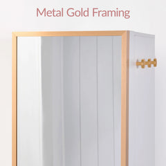 Rotating Mirror w/ Storage Cabinet, Swivel Jewelry Armoire, Shelves, Hooks
