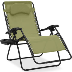 Oversized Reclining Zero Gravity Chair Lounger w/ Cup Holder, Pillow