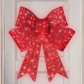 Pre-Lit Large Christmas Bow Decoration, Holiday Decor w/ 8 Functions