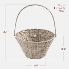 Handwoven Large Mother's Day Gift Basket, 20in Basket w/Collapsible Handle