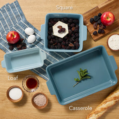 3-Piece Ceramic Bakeware Set, Stoneware Baking Dishes, Casserole Serving Set