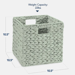 Set of 5 Collapsible Hyacinth Storage Baskets w/ Inserts - 10.5x10.5in