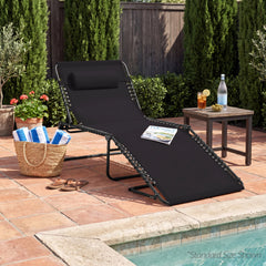 Extra Wide Patio Chaise Lounge Chair, Portable Folding Recliner