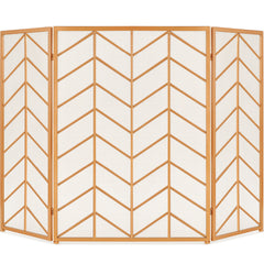 3-Panel Iron Chevron Fireplace Screen w/ Handles - 52x31in