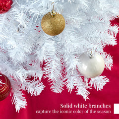 Artificial White Christmas Tree, Unlit Pine Design w/Easy Assembly