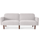 Curved Convertible Futon, Boucle Fabric Split-Back Sleeper Bed