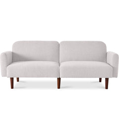 Curved Convertible Futon, Boucle Fabric Split-Back Sleeper Bed