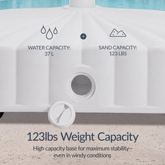 Fillable Mobile Umbrella Base Stand w/ 4 Wheels, 2 Locks, 123lb Capacity