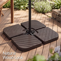 4-Piece Cantilever Umbrella Base Weight Set, Wood Grain Finish