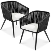 Set of 2 Outdoor Woven Wicker Patio Dining Chairs, 250lb Capacity