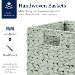Set of 5 Collapsible Hyacinth Storage Baskets w/ Inserts - 10.5x10.5in