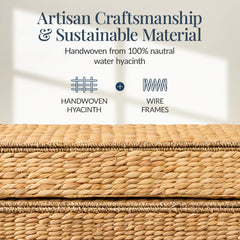2 PC Water Hyacinth Nesting Underbed Storage Baskets