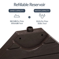 4-Piece Cantilever Umbrella Base Weight Set, Wood Grain Finish