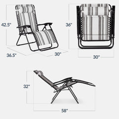 Set of 2 Extra Wide Adjustable Zero Gravity Patio Chair Recliners