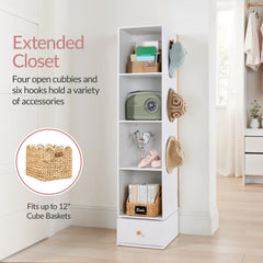 Rotating Mirror w/ Storage Cabinet, Swivel Jewelry Armoire, Shelves, Hooks