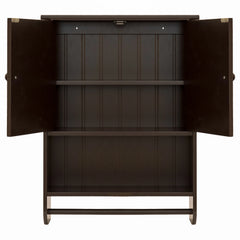 Bathroom Wall Storage Organization Cabinet w/ Double Doors, Towel Bar